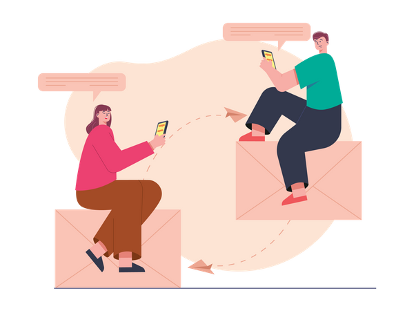 People chatting on phone  Illustration