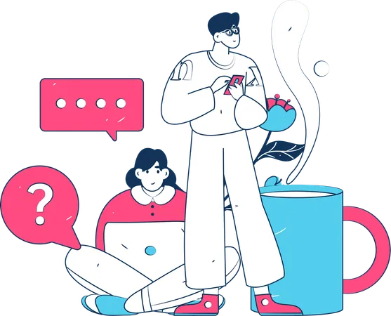 People chatting on social media  Illustration