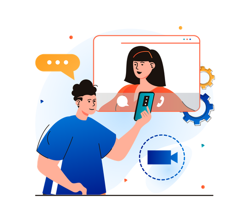 People chatting on video call Illustration