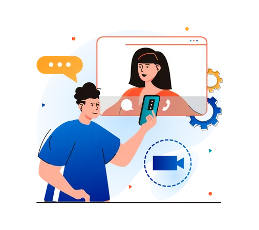 People chatting on video call  Illustration