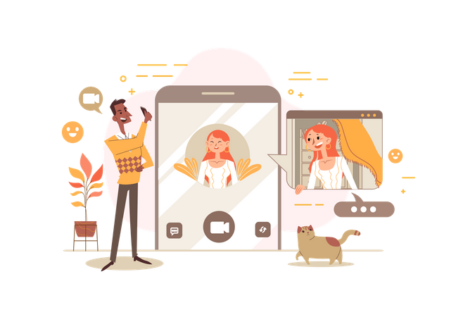 People chatting on video call  Illustration