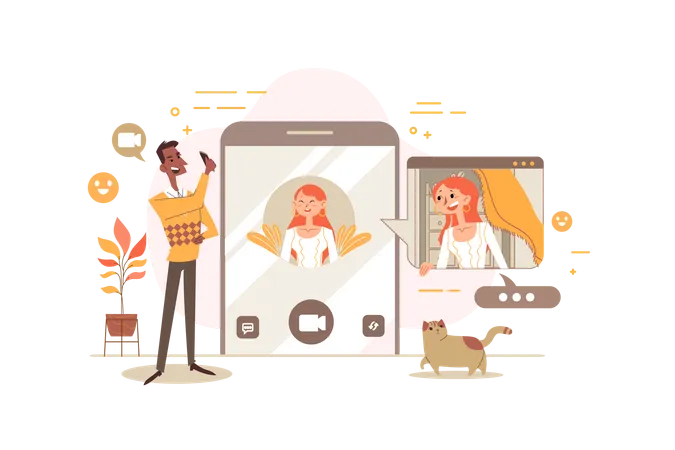 People chatting on video call  Illustration