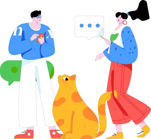 People chatting online  Illustration