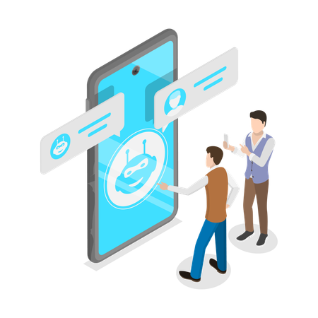 People chatting with customer support chatbot  Illustration