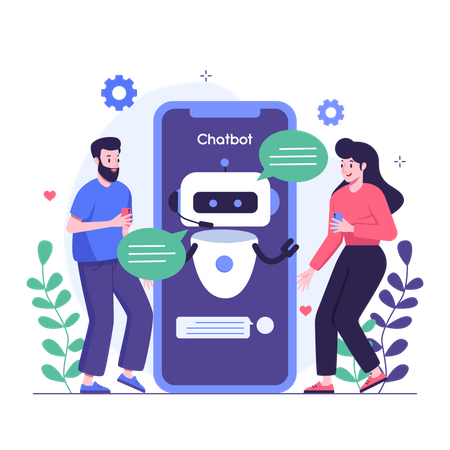 People chatting with mobile chatbot  Illustration
