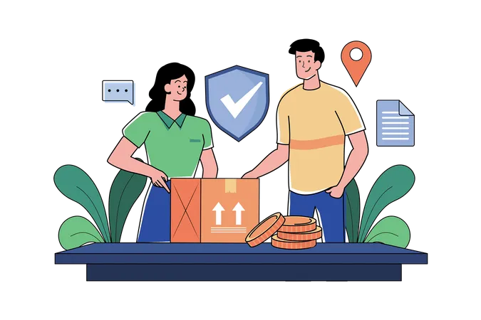 People Check Package Security Illustration
