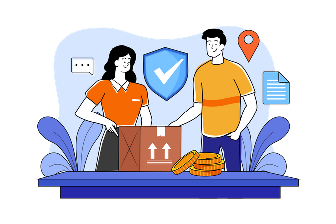 People Check Package Security  Illustration