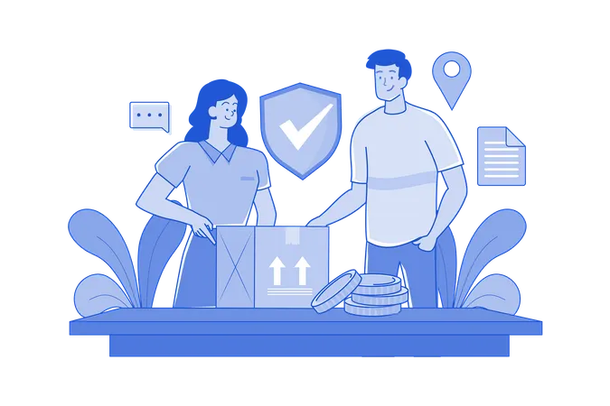 People Check Package Security  Illustration