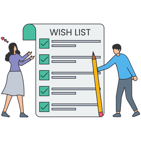 People Check Wishlist  Illustration