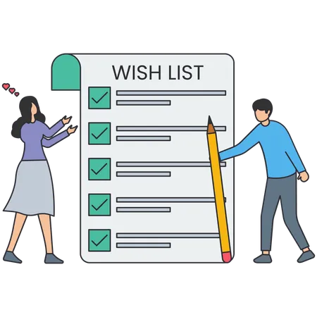 People Check Wishlist  Illustration