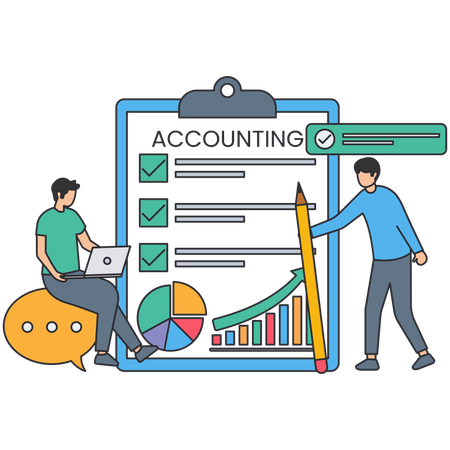 People checking accounting report  Illustration