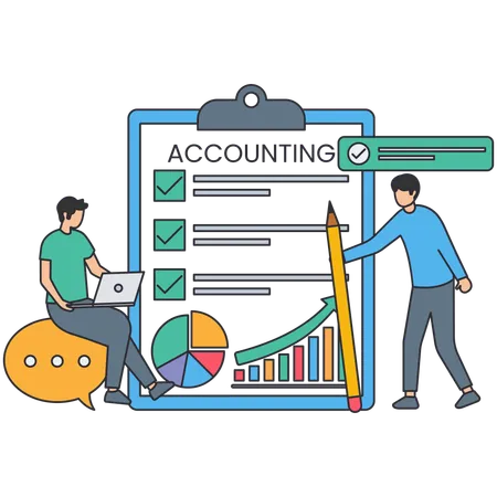 People checking accounting report  Illustration