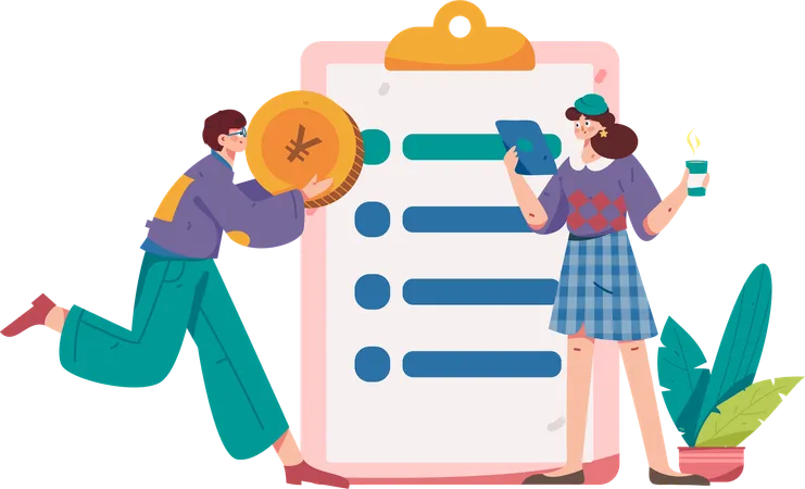 People checking finance list  Illustration