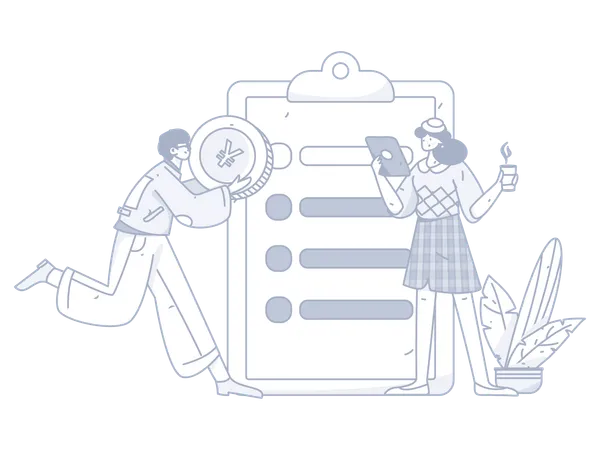 People checking finance list  Illustration