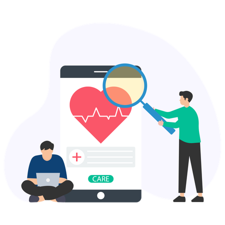 People Checking Health on health app  Illustration