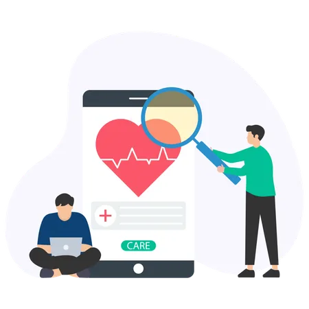 People Checking Health on health app  Illustration