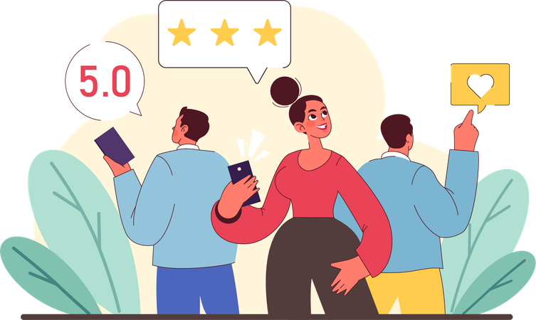 People checking Social proof and expert Approval  Illustration