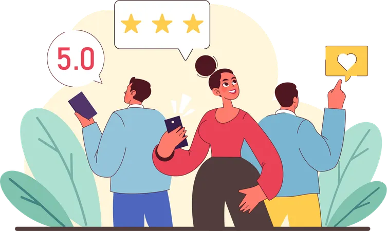People checking Social proof and expert Approval  Illustration