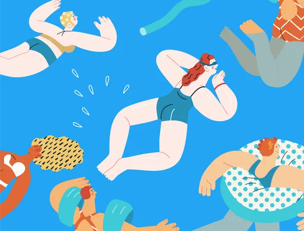 People Chilling In Swimming  Illustration