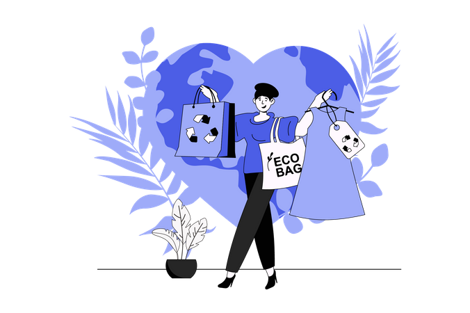 People choosing eco friendly shop  Illustration