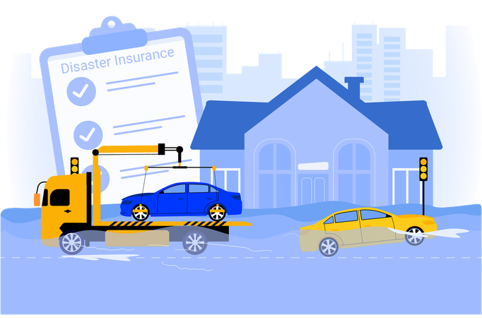 People claiming Disaster Insurance  Illustration