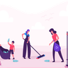 cleaning garbage in city illustration