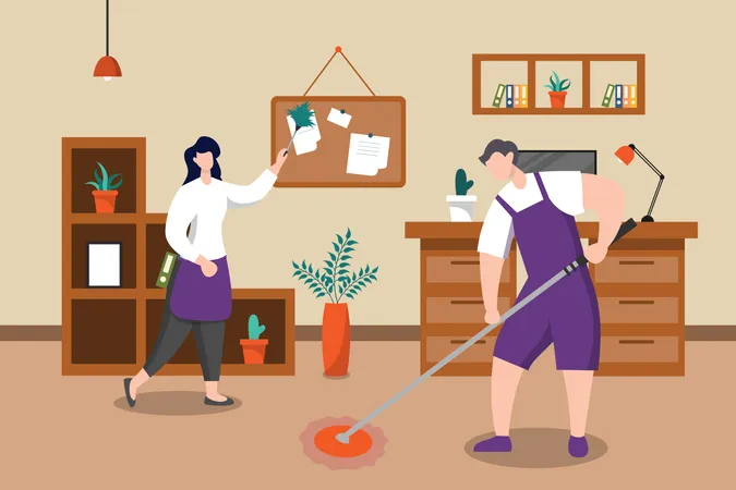 People cleaning the office Illustration