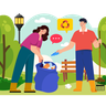 people cleaning the trash in the park illustration