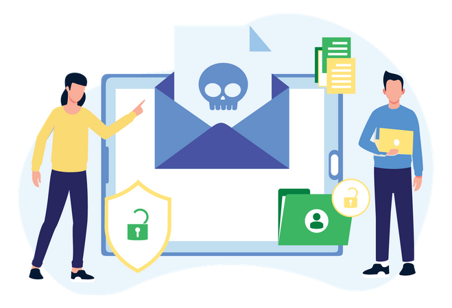 People clearing spam mail  Illustration