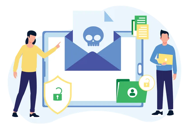 People clearing spam mail  Illustration