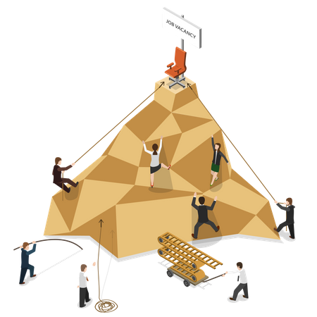 People Climbing to the Mountain to Get Job Vacancy  Illustration