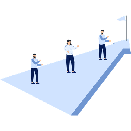 People Climbing Upward  an Arrow to Achieve Goals  Illustration