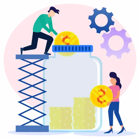 People collecting money  Illustration