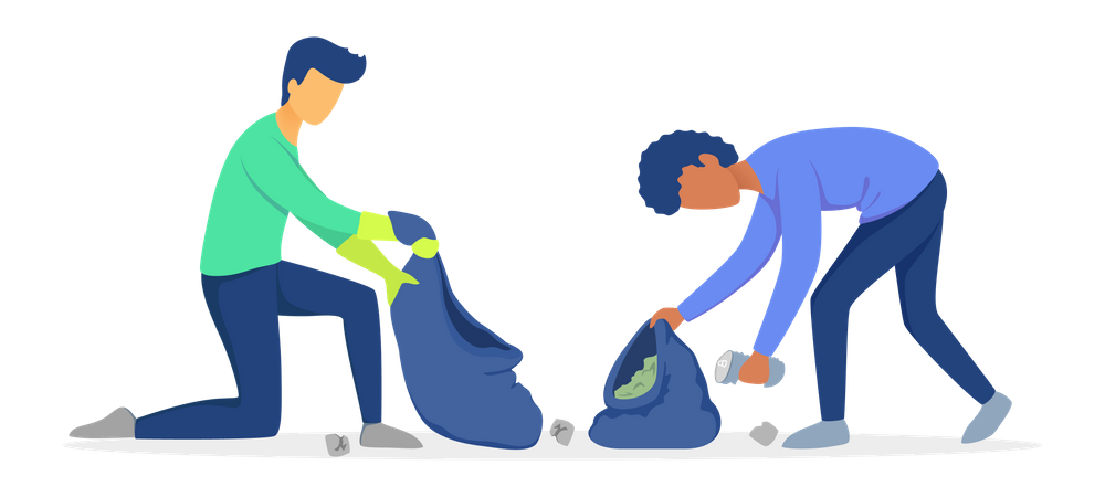 People collecting recycling waste Illustration