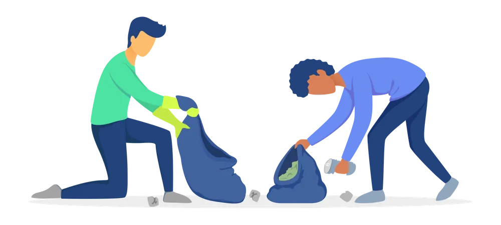 People collecting recycling waste Illustration