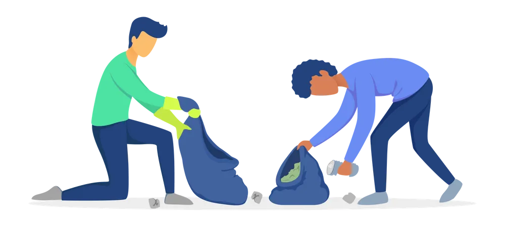 People collecting recycling waste  Illustration