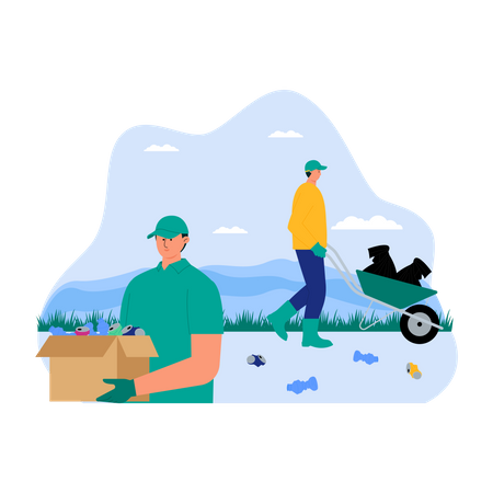 People collecting waste Illustration