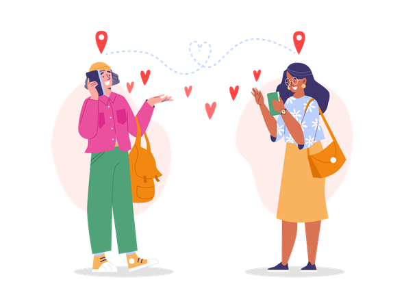 People communicate at a distance and sending online messages  Illustration
