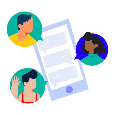 People communicate in group chat  Illustration