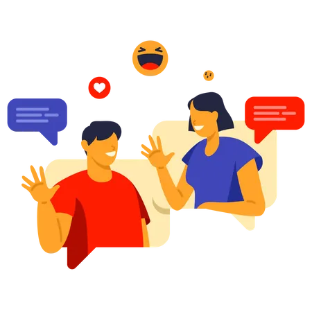 People Communicate on social media  Illustration