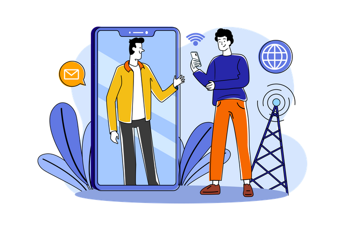 People communicate wireless  Illustration