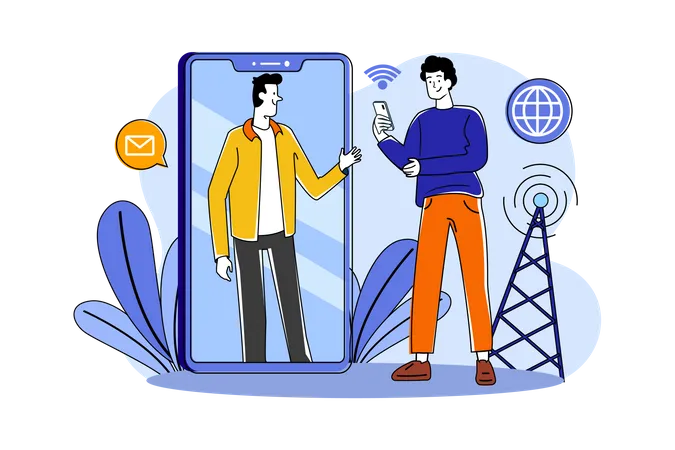 People communicate wireless  Illustration