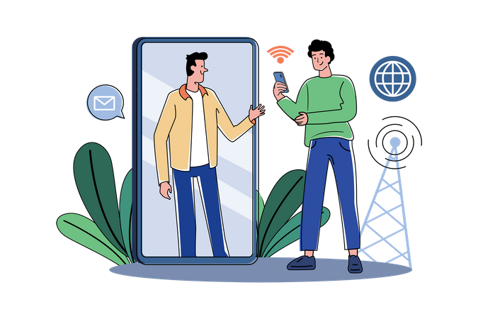 People communicate wireless  Illustration