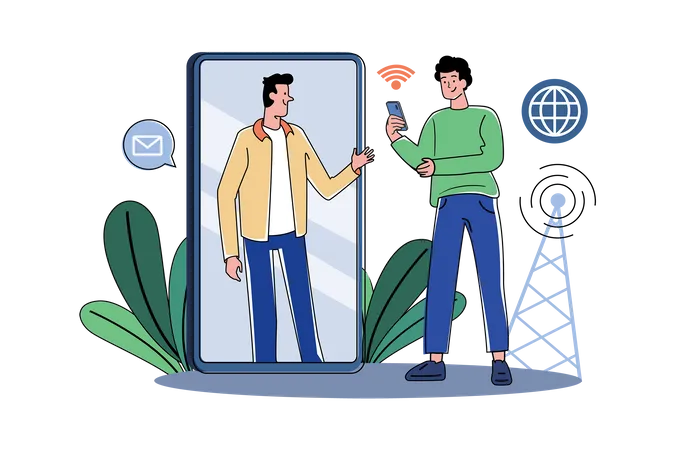 People communicate wireless  Illustration