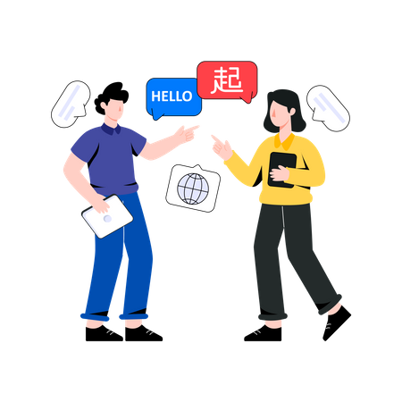 People communicating in foreign language  Illustration