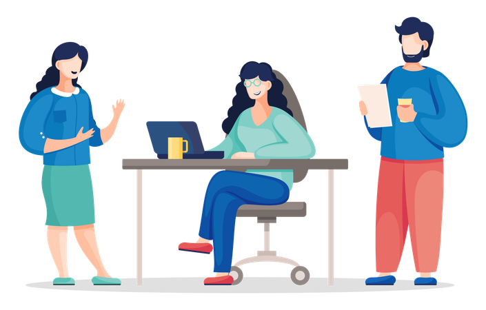 People communicating in office  Illustration