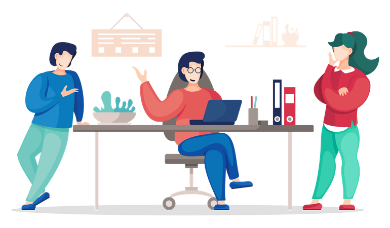 People communicating in office  Illustration