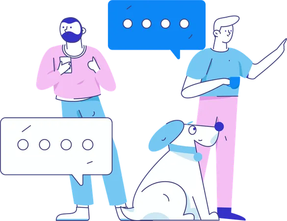 People communicating through online messages  Illustration