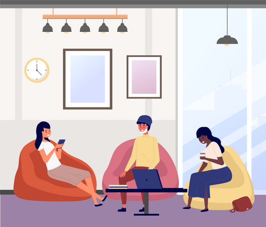 People Communication during break in office  Illustration