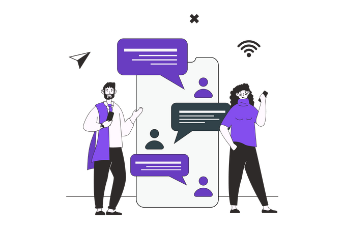 People communication via mobile Illustration